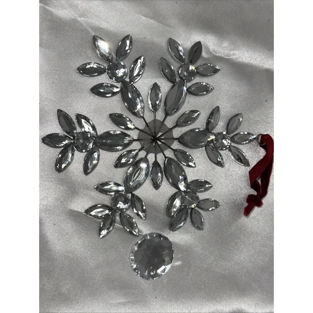 Pier One Snowflake Ornament Shiny Gem bling Decoration Needs TLC Repair